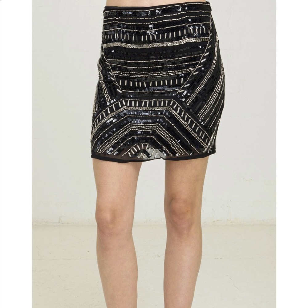 Muti Beaded Embellished Mini Skirt